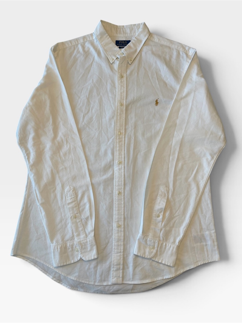 Polo by Ralph Lauren White Button-Down Dress Shirt with Embroidered Pony
